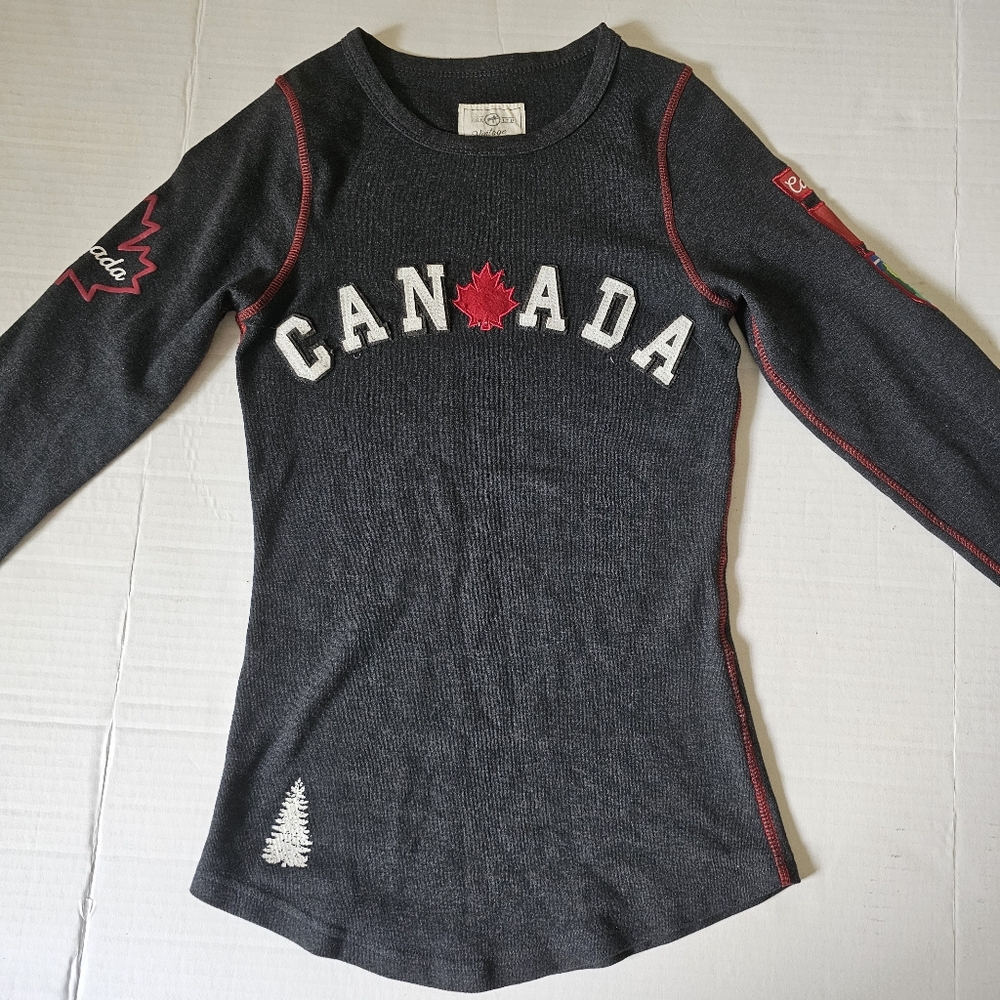 Vintage Collection Brand Canada Top Size XS Charcoal Gray Long Sleeve Pullover - Picture 2 of 14